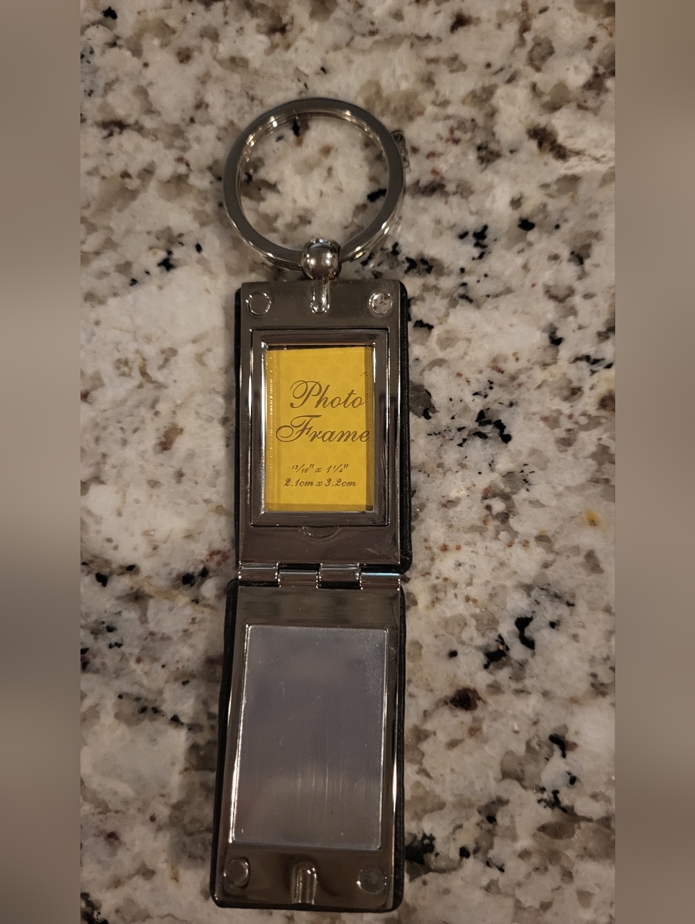 Black Locket Rectangular Keychain with Silver Plate - Picture 3 of 6
